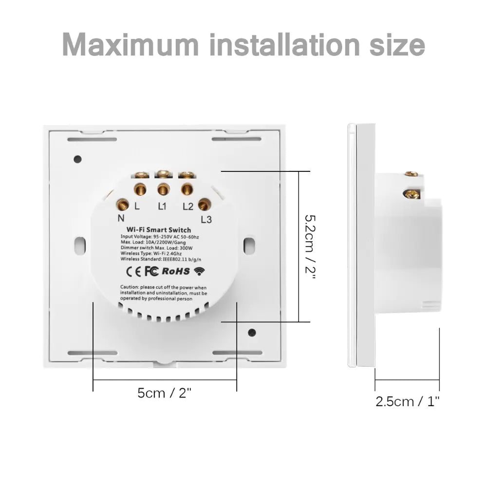 Sonoff Touch 86mm Smart Home Light Switch, Alexa Compatible