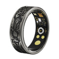 Retro Smart Ring Health Tracker IP68 Waterproof Fitness Tracker Sleep & Step Monitoring Smart Ring with Heart Rate Calorie & Activity Tracking iOS & Android Compatible(#10(Black))